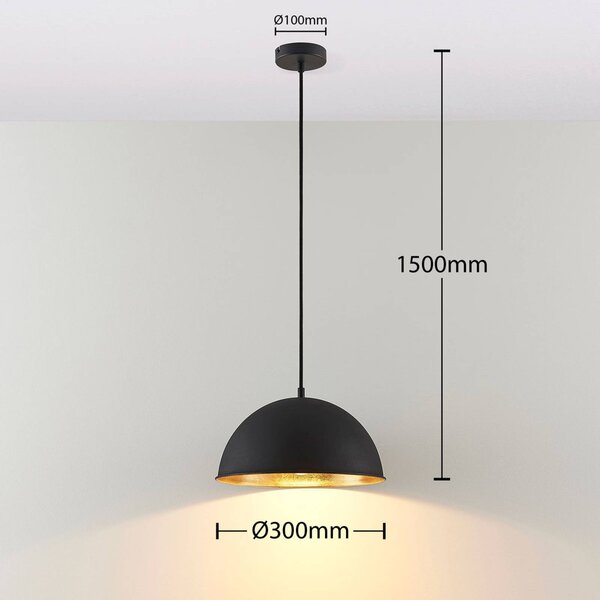 Lampa wisząca Leya Lindby, możliwość ściemniania, czarny, salon / jadalnia, metal, nowoczesny