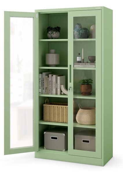 Szklana witryna AMELIA, 900 x 1850 x 400 mm, Fresh Style: pastelowy zielony