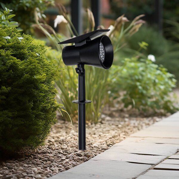 Prios LED reflektor słoneczny Birko, wysokość 56 cm, czarny, szpikulec do ziemi Birko PRIOS, czarny, tworzywo sztuczne, nowoczesny