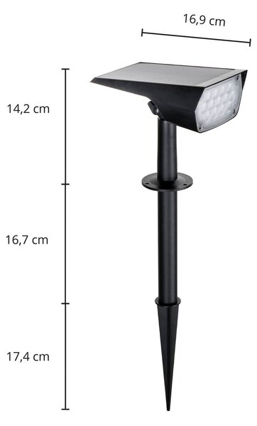 Reflektor solarny LED Helier firmy Prios, 49 cm, czarny, szpikulec do ziemi PRIOS, czarny, tworzywo sztuczne, nowoczesny