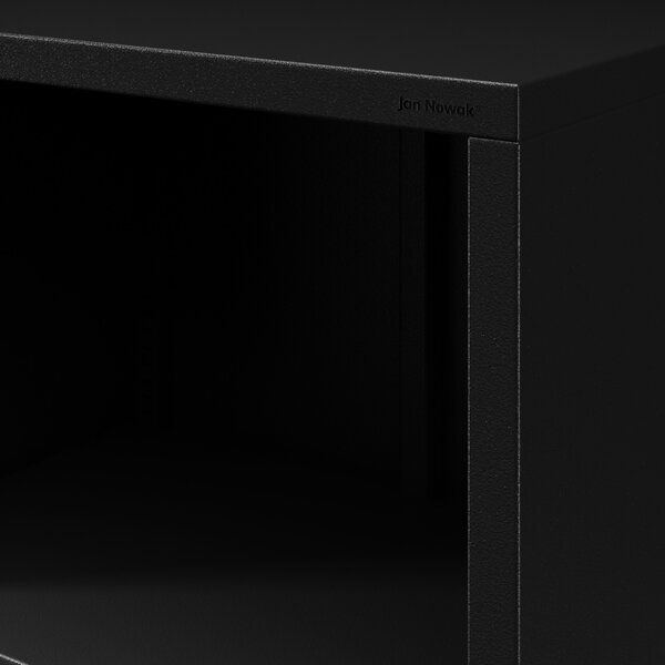 Regał płytki otwarty na książki na nóżkach czarny, 500x1800x350 mm: MARIO Modern