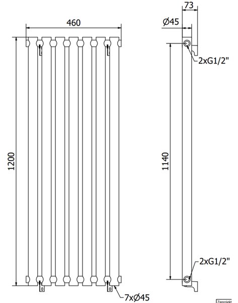 Mexen Texas grzejnik dekoracyjny 1200 x 460 mm, 659 W, biały - W203-1200-460-00-20