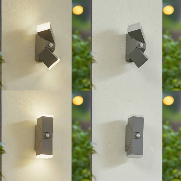 Lampa zewnętrzna z czujnikiem ruchu Sally Lindby, aluminiowy / szary / cynkowy, aluminium, nowoczesny
