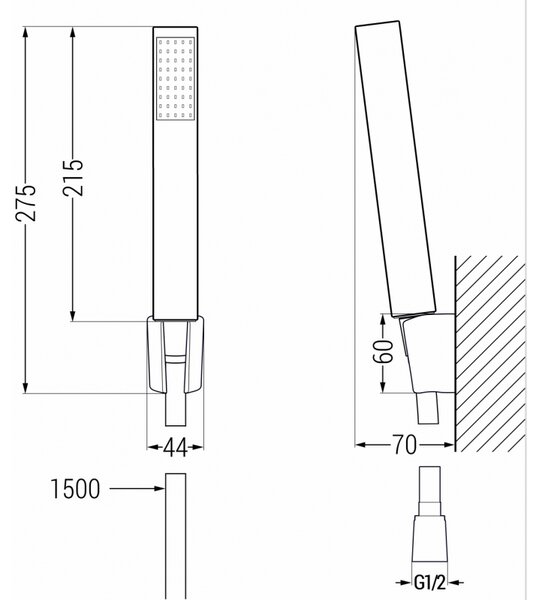 Mexen Uno R77 zestaw wannowy, czarny - 71413R77-70
