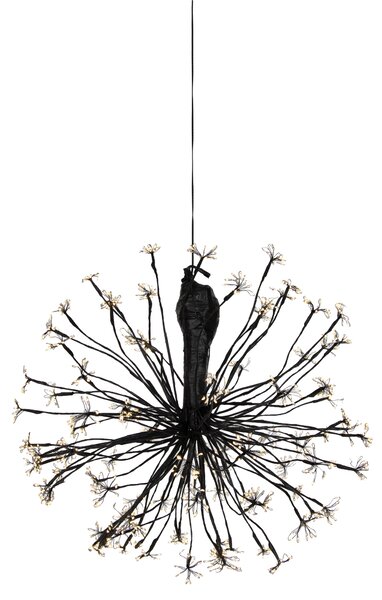 Świąteczna lampa wisząca kula czarna 60 cm z LED z timerem IP44 - Nobu