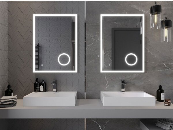 Mexen Kala lustro łazienkowe podświetlane z lusterkiem kosmetycznym 60 x 80 cm, LED 6000K, antypara - 9820-060-080-611-00