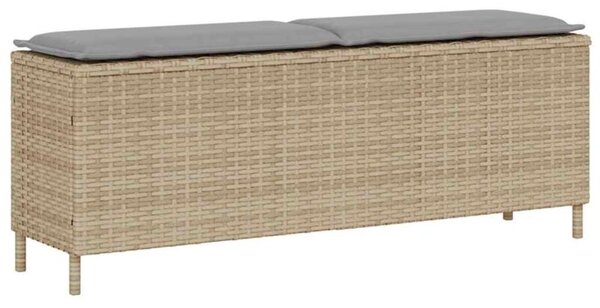 Ławka ogrodowa z poduszką beżowa 110x30x40,5 cm polirattan