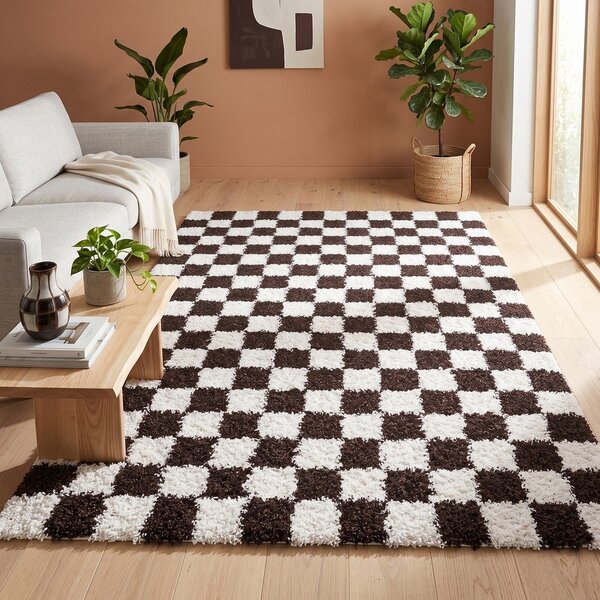 Brązowy/kremowy dywan 80x150 cm Grida – ESTE