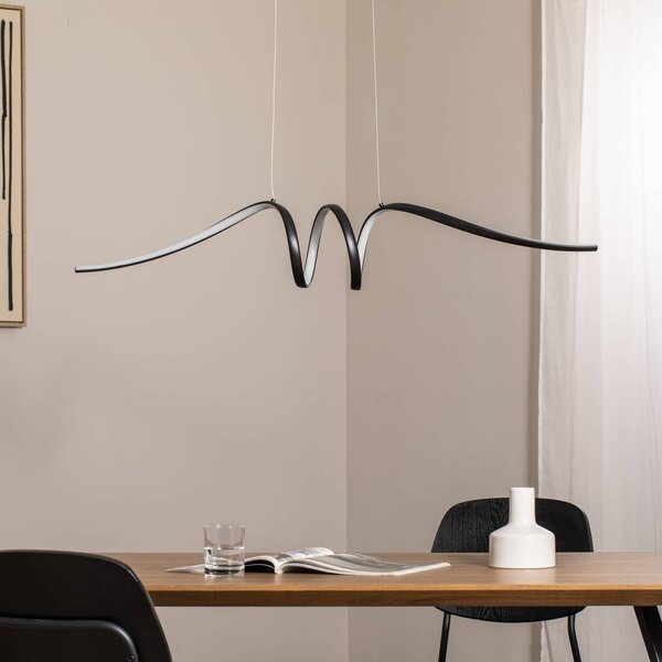 Lampa wisząca Loop Milagro Lighting, czarny, salon / jadalnia, metal, nowoczesny
