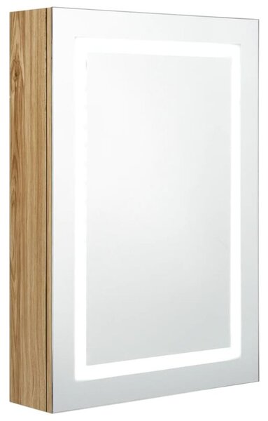 Szafka łazienkowa z lustrem i LED, kolor dębu, 50x13x70 cm