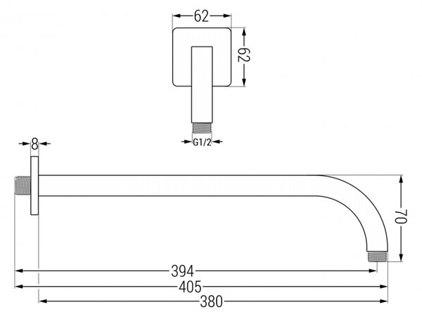 Mexen ramię prysznicowe ścienne 38 cm chrom - 79113-00