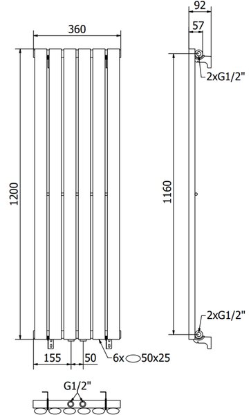 Mexen Oregon grzejnik dekoracyjny 1200 x 360 mm, 417 W, biały - W202-1200-350-00-20