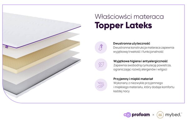 Materac nawierzchniowy topper Lateks