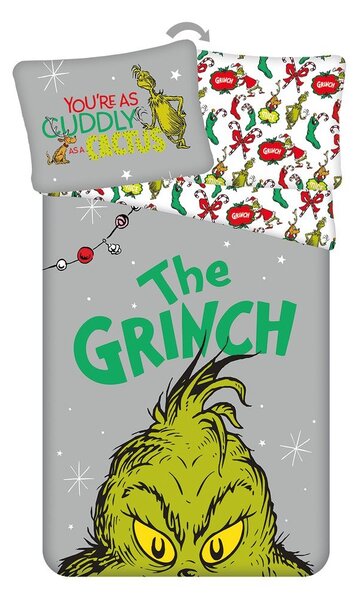 Zielona/szara bawełniana pościel dziecięca jednoosobowa 200x140 cm Grinch – Jerry Fabrics