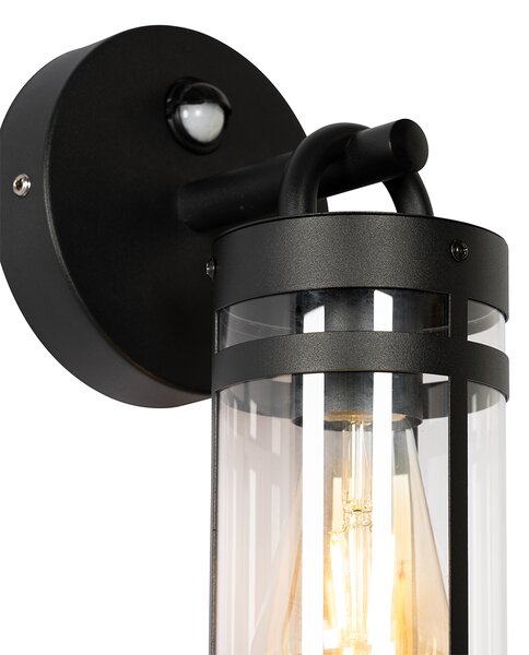 Lampa ścienna zewnętrzna czarna IP44 z czujnikiem ruchu - Ruben
