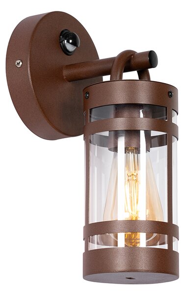 Lampa ścienna zewnętrzna rdzawo-brązowa IP44 z czujnikiem ruchu - Ruben