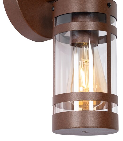 Lampa ścienna zewnętrzna brązowa rdza IP44 z czujnikiem zmierzchu - Ruben