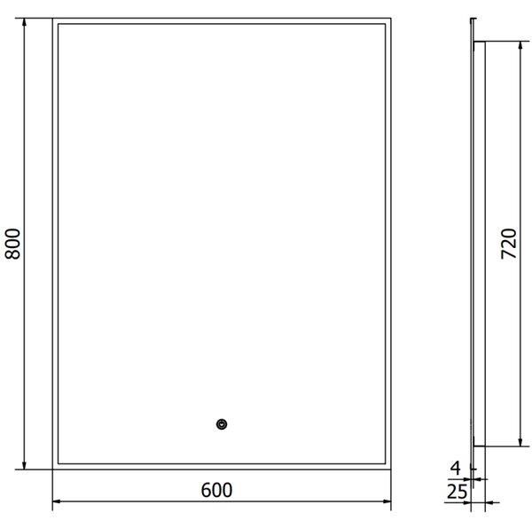 Mexen Erma lustro łazienkowe podświetlane 60 x 80 cm, LED 6000K, antypara, rama czarna - 9814-060-080-611-70