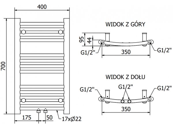 Mexen Ares grzejnik elektryczny 700 x 400 mm, 300 W, antracyt - W102-0700-400-2300-66