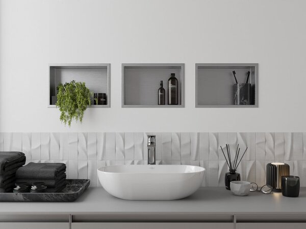 Mexen X-Wall-R półka wnękowa z kołnierzem 30 x 20 cm, inox - 1910302010
