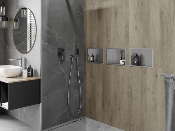 Mexen X-Wall-R półka wnękowa z kołnierzem 30 x 20 cm, inox - 1910302010