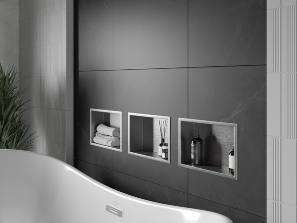 Mexen X-Wall-R półka wnękowa z kołnierzem 30 x 20 cm, inox - 1910302010