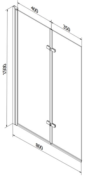 Mexen Castor parawan nawannowy 2-skrzydłowy 80 x 150 cm, szron, złoty - 892-080-002-50-30