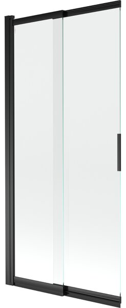 Mexen Fox parawan nawannowy 2-skrzydłowy przesuwny 85 x 150 cm, transparent, czarny - 891-085-002-70-00