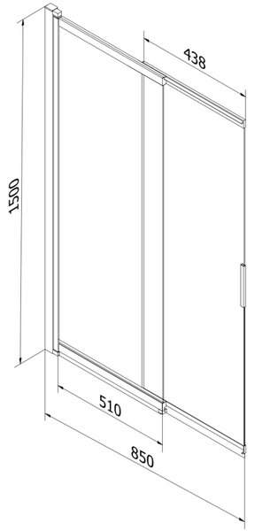 Mexen Fox parawan nawannowy 2-skrzydłowy przesuwny 85 x 150 cm, transparent, czarny - 891-085-002-70-00