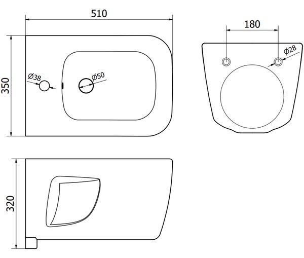 Mexen Margo bidet wiszący, biały - 35425100