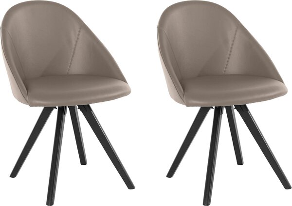 Krzesła z prawdziwej skóry na dębowych nogach - 2 sztuki, taupe