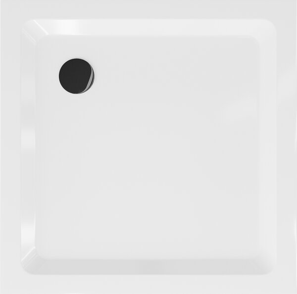 Mexen Flat brodzik kwadratowy slim 70 x 70 cm, biały, syfon czarny - 40107070B