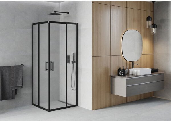Mexen Rio kabina prysznicowa kwadratowa 90 x 90 cm, szron, czarna - 860-090-090-70-30