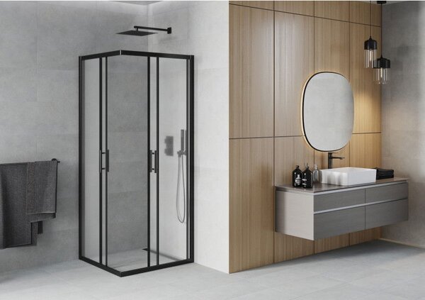Mexen Rio kabina prysznicowa kwadratowa 90 x 90 cm, szron, czarna - 860-090-090-70-30