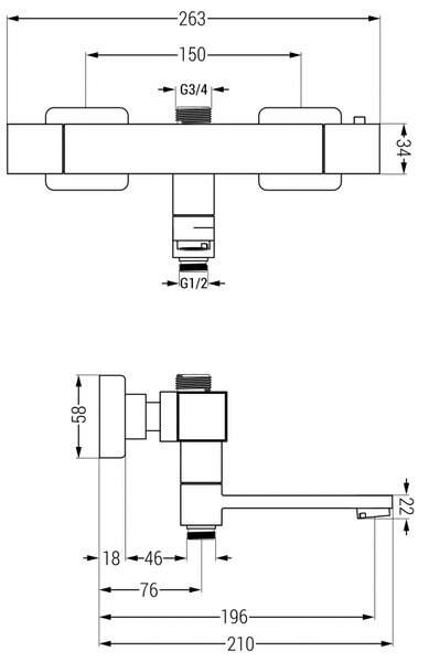 Mexen Cube termostatyczna bateria wannowo-prysznicowa, czarna - 77910-70