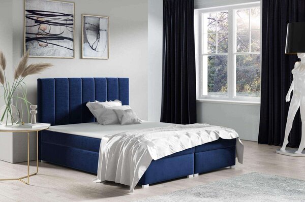 Łóżko kontynentalne pikowane Brando 140x200 Niebieskie