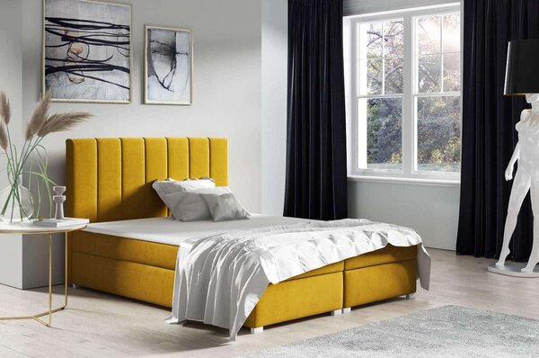 Łóżko kontynentalne pikowane Brando 160x200 Żółte