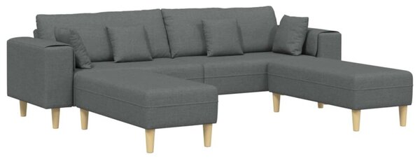 Sofa 4-osobowa w ciemnoszarym kolorze z oddychajÄ cÄ tkaninÄ i poduszkami sprÄÅ¼ynowymi