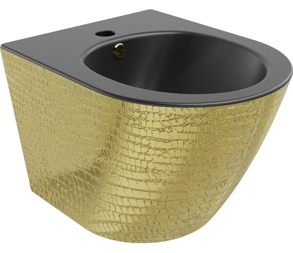 Mexen Lena bidet wiszący, czarny mat/złoty wzór łuski - 35224878