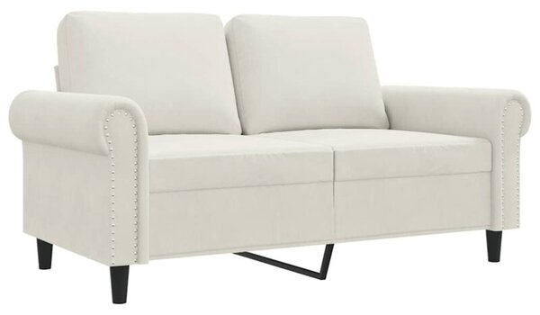 Sofa 2-osobowa, kremowy, 120 cm, tapicerowana aksamitem