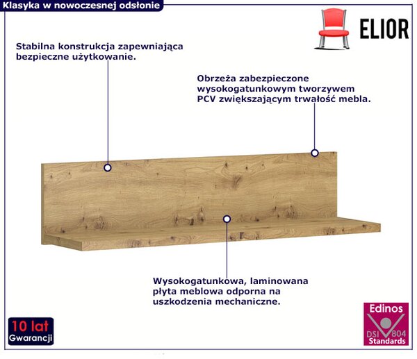 Minimalistyczna Półka Na Ścianę Dąb Artisan R4-W29