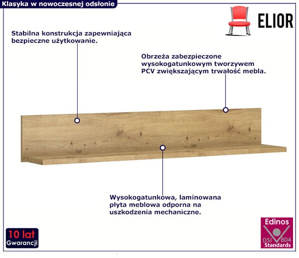 Wisząca Półka Na Książki Dąb Artisan P3-M22