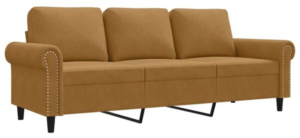 Sofa 3-osobowa, brÄ zowa, 180 cm, tapicerowana aksamitem