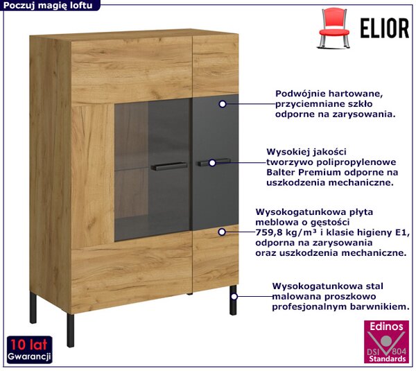 Industrialna witryna w kolorze dąb craft + antracyt Z4-M08