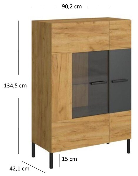 Industrialna witryna w kolorze dąb craft + antracyt Z4-M08