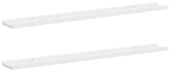 Półki ścienne, 2 szt., białe, 100x9x3 cm