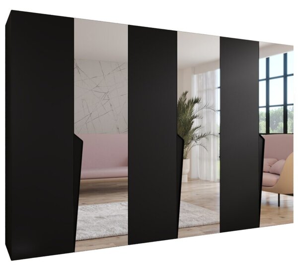 Szafa uchylna otwierana Piano 2 300 (3x100) wys. 202 cm czarny + u. czarny