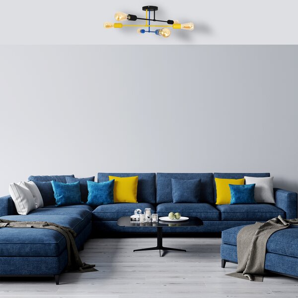 Lampa przysufitowa sześciopunktowa CAMBRIDGE W-2022/6 BK+YL+BL