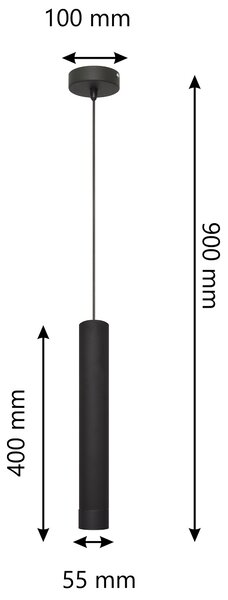 Lampa loft pojedyncza czarna TUBA ze złotem W-KM 1111/1 BK+GO