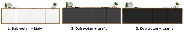 Ścienna szafka rtv dąb wotan + czarny F7-K69
